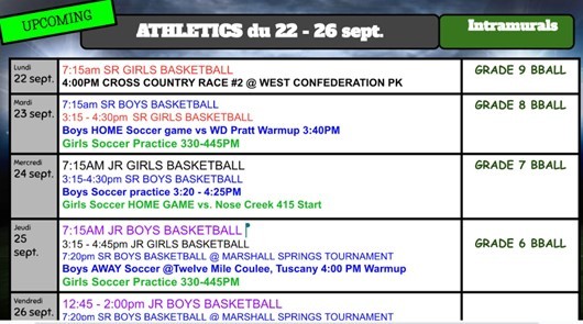 Athletics Sept 22 26 2025