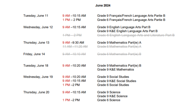 Exam Schedule 2024